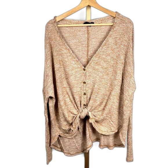 Urban Outfitters "Out From Under" Loose Knit Long Sleeve Button Front Top Sz M - Picture 1 of 6